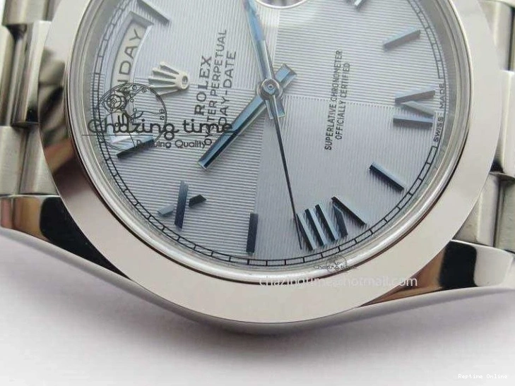 0521 Day-Date 40mm 228206 SS Noob 1:1 Best Edition Quadrant Textured Ice Blue Dial On SS Bracelet A Timeless 3801
